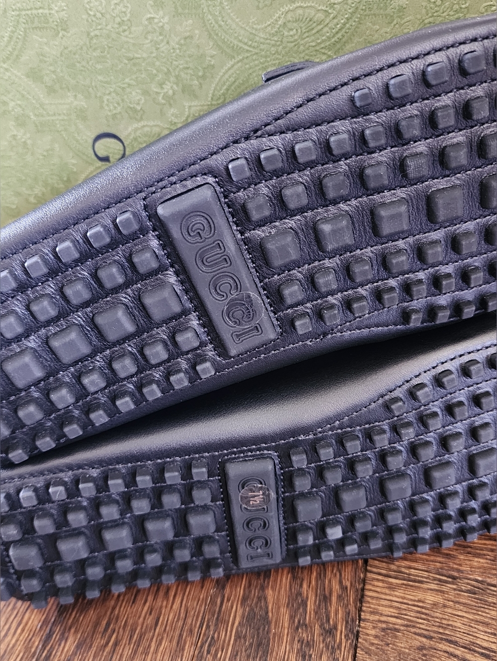 $850 Brand New Gucci GG Interlocking Driver Loafers in Black Leather G 7.5 US 8 - Picture 9 of 9